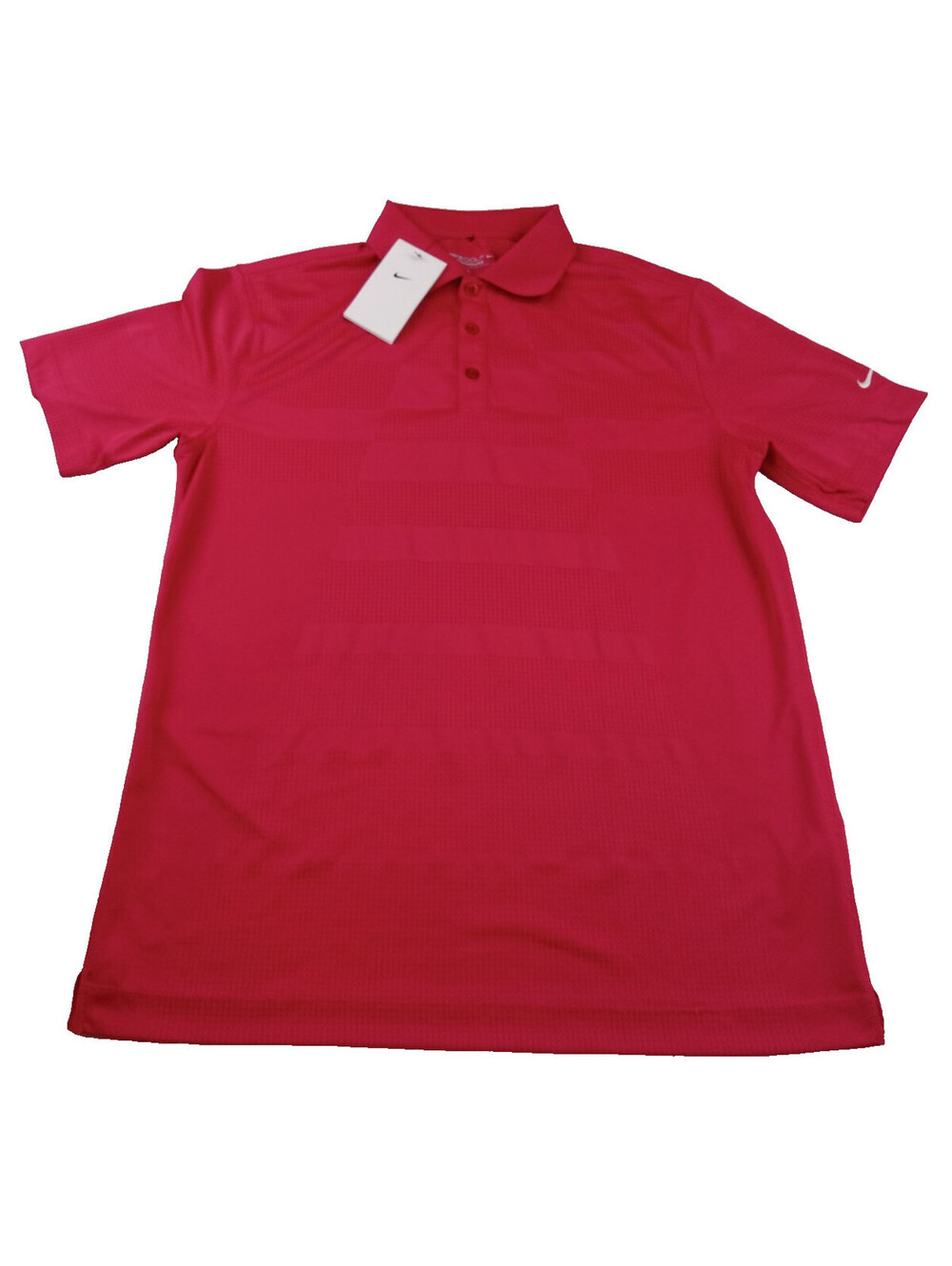 Nike Golf Shirt Mens Medium Magenta Pink Textured Stripe Dri-FIT Tour Performanc